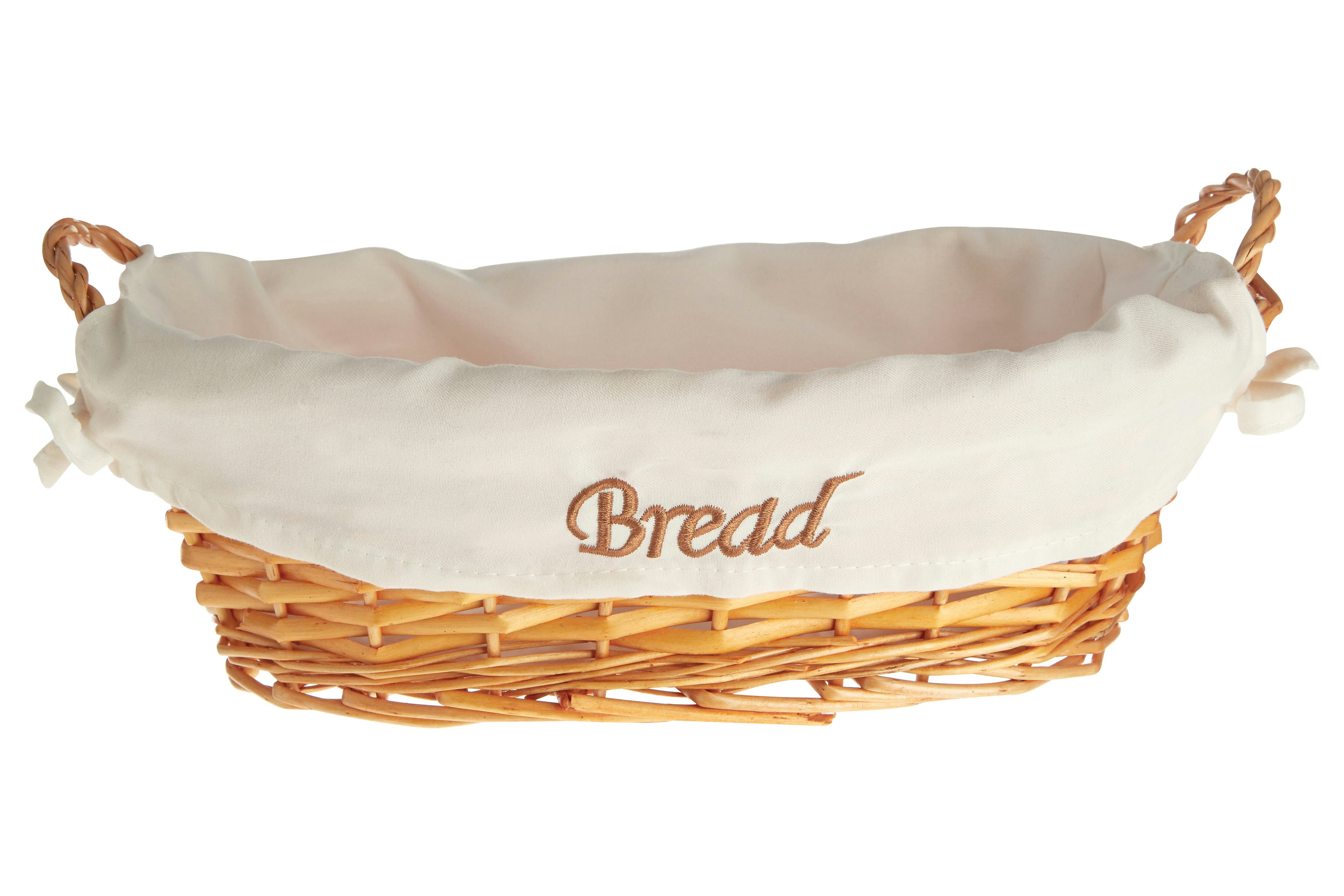 Orsina Willow Small Oblong Wicker Bread Basket With Cream Inner in Brown