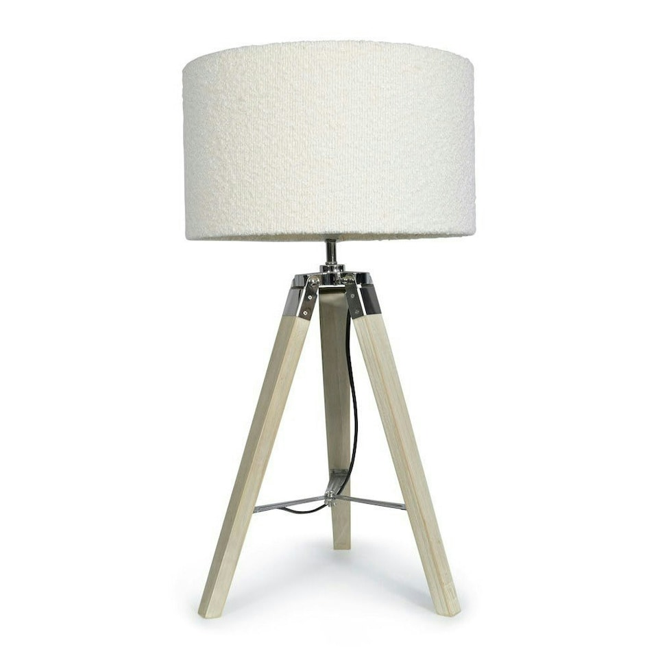 image 1 of ValueLights Clipper Tripod Painted Black Table Lamp with Medium Cream Drum Shade