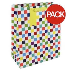 Eurowrap Checkerboard Gift Bag (Pack of 6) - Multicoloured - L