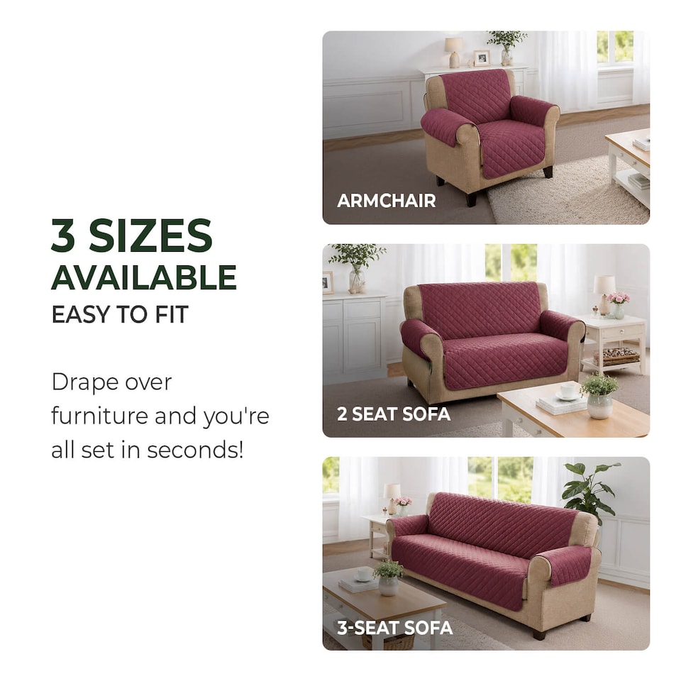 image 1 of Coopers Of Stortford 2 Seater Sofa Cover Quilted Washable Furniture Protector
