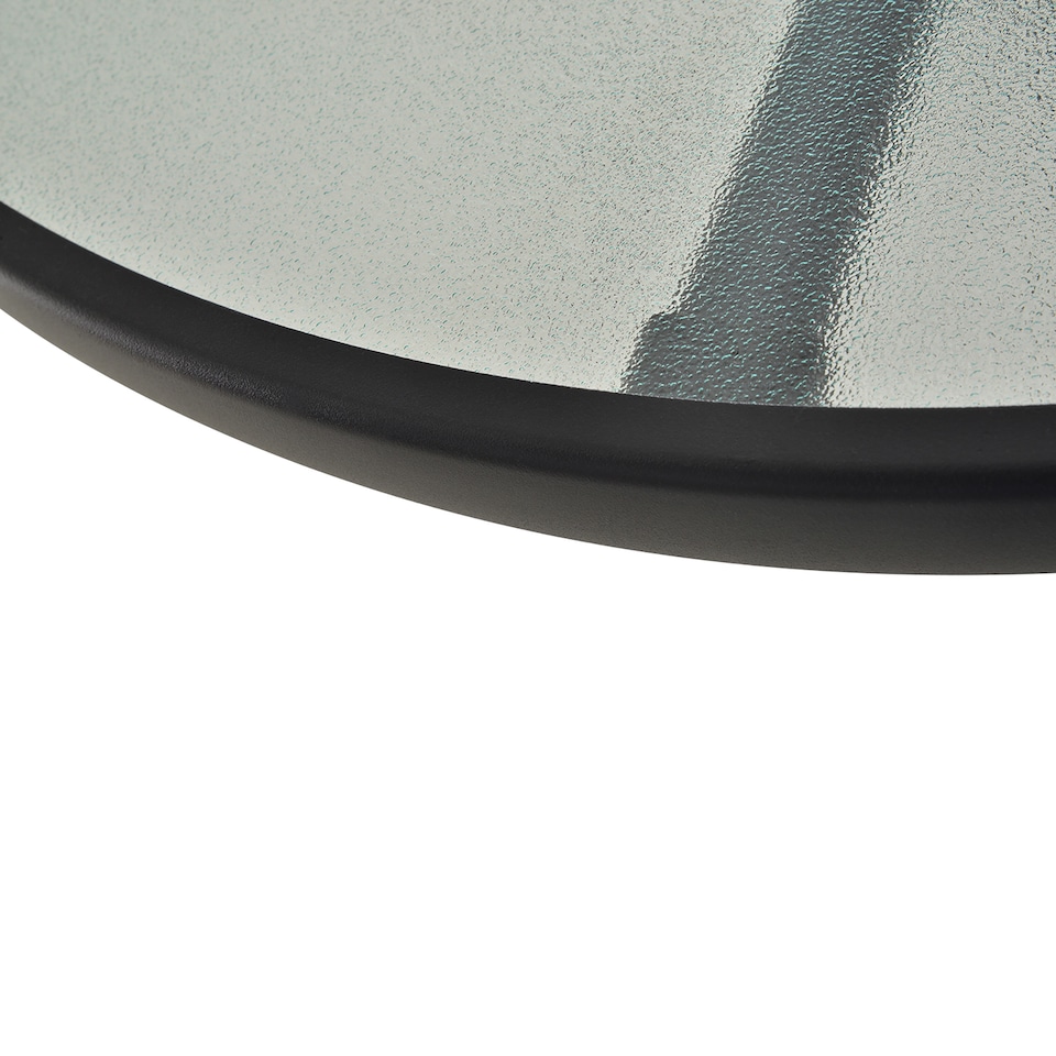 image 1 of Outsunny 80 cm Round Garden Dining Table with Parasol Hole for 4, Outdoor Coffee Bistro End Side Table with Tempered Glass Top and Steel Frame for Patio, Porch, Black