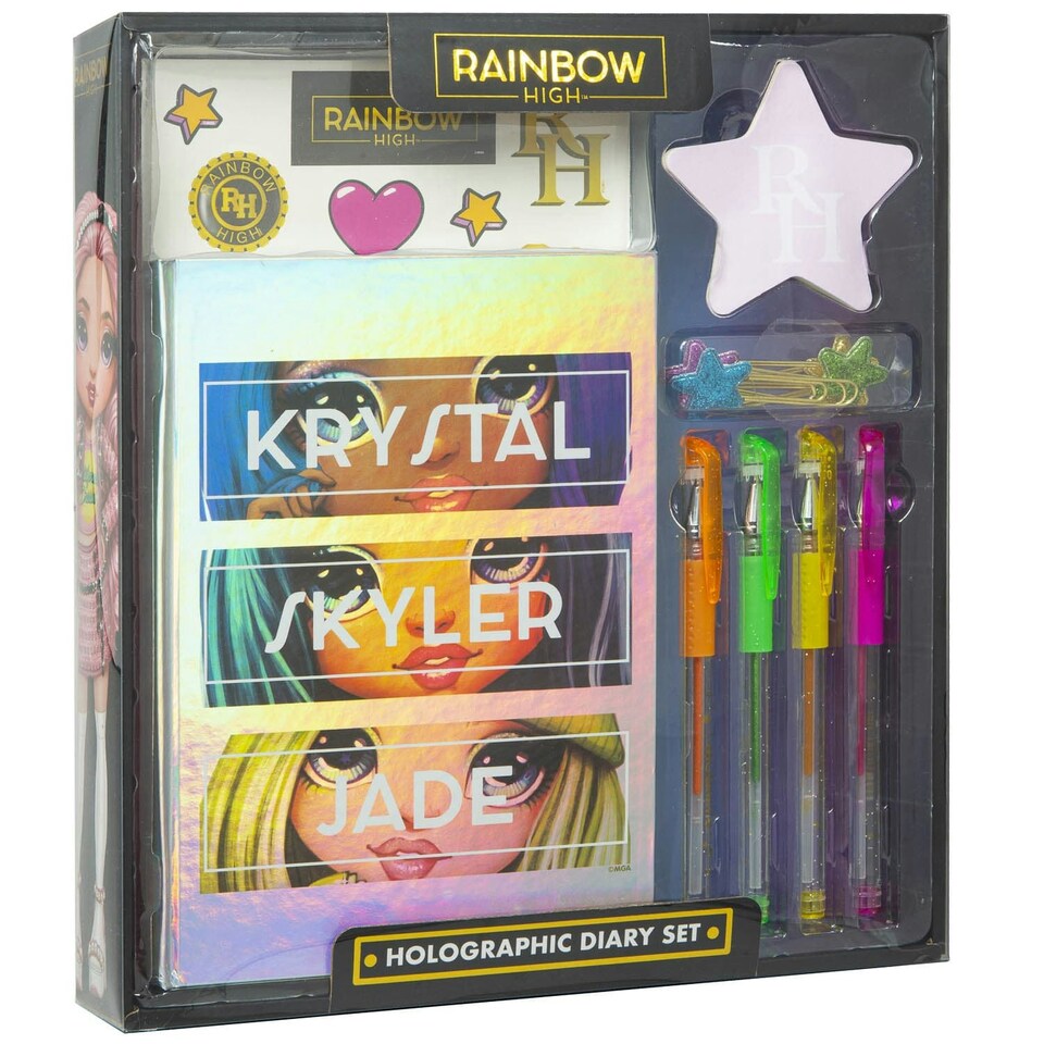 image 1 of Rainbow High Holographic Diary Set Krystal Skyler Jade Gel Sticker Notebook