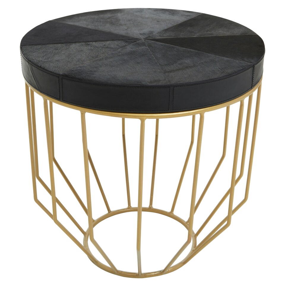 image 1 of Kensington Townhouse Hair On Hide Round Side Table Black