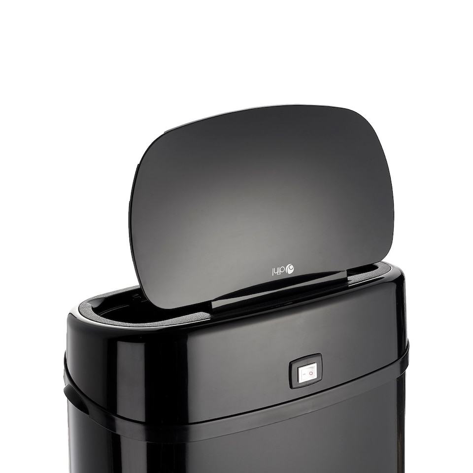 image 1 of Dihl 58L Onyx Black with Black Lid Stainless Steel Auto Touchless Hands-free Sensor Kitchen Waste Dust Bin Automatic Motor