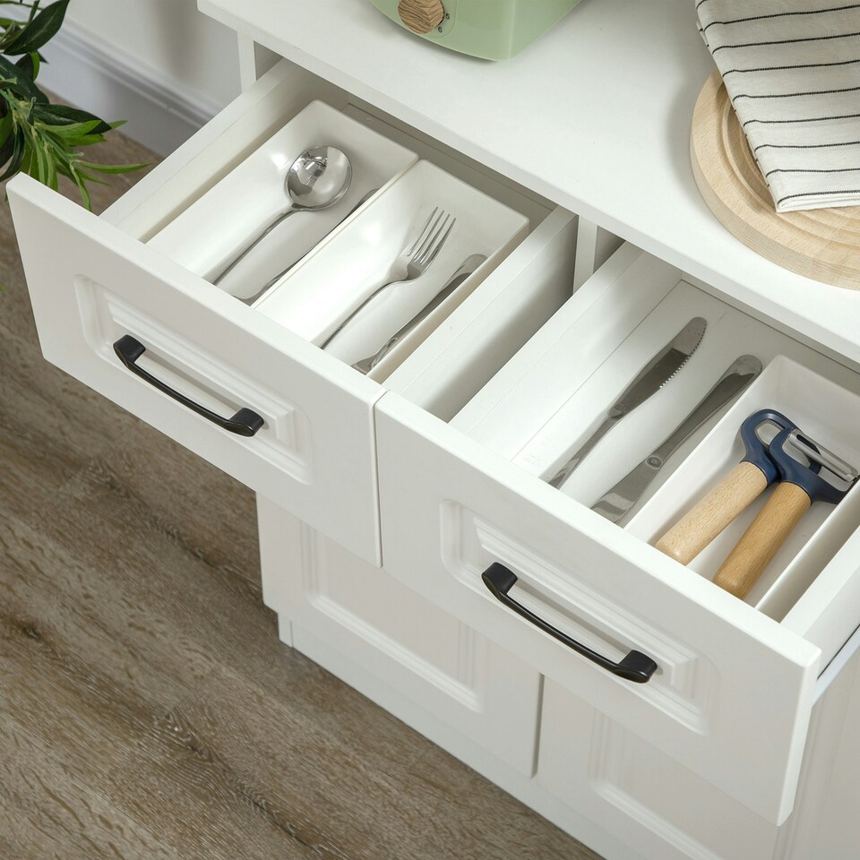 image 1 of HOMCOM Kitchen Cupboard Storage Cabinet w/ 4 Doors and Adjustable Shelves,White
