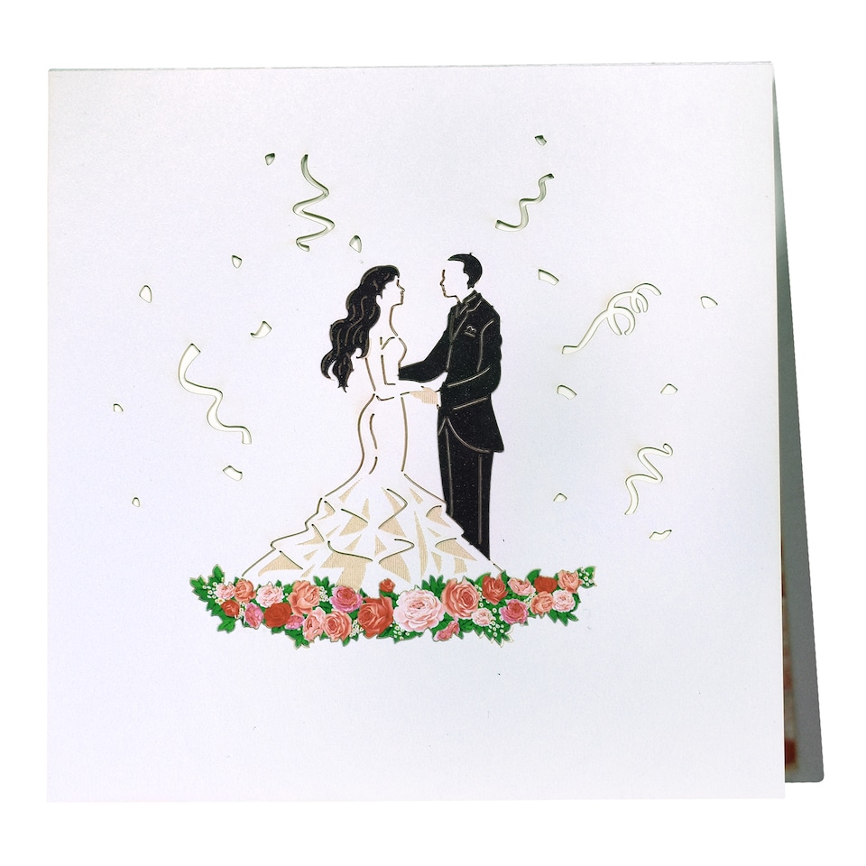 image 1 of Bride and Groom Under Floral Archway 3D Pop Up Wedding Card