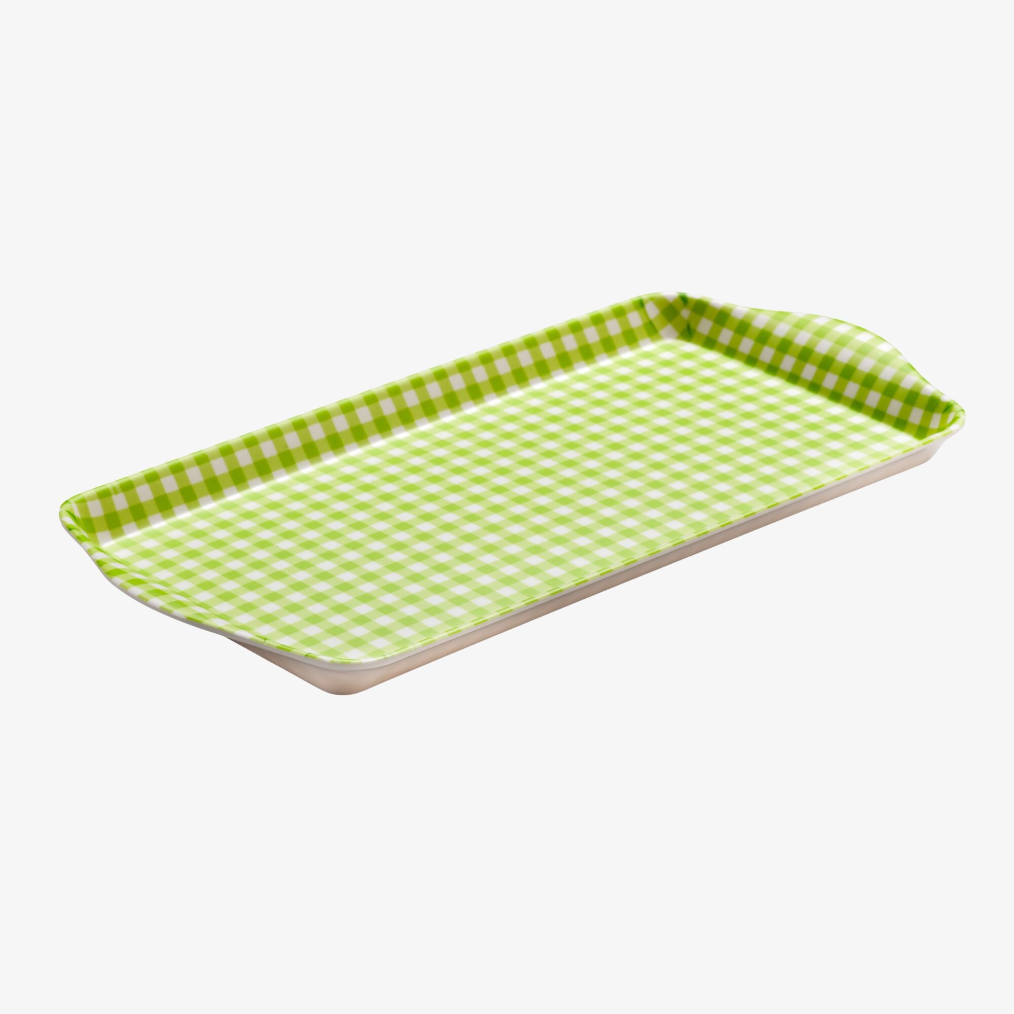 Zeal Melamine Sandwich Serving Tray, Gingham Pattern, 25 x 13cm, Lime
