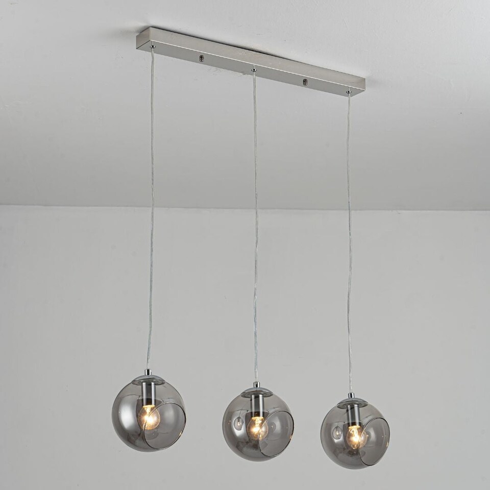 image 1 of Pagazzi Nia Chrome Smoke 3-Light Pendant Bar