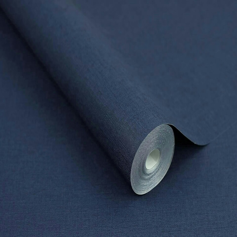 image 1 of Denzo Linen Effect Navy Wallpaper