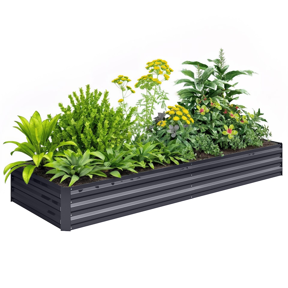 image 1 of Outsunny Galvanised Raised Garden Bed Metal Planter Box with Open Bottom, Green