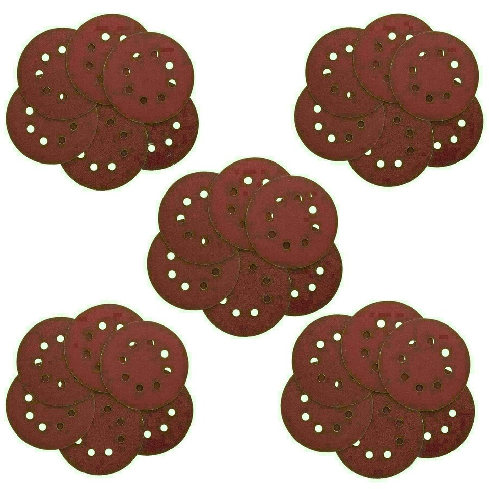 image 1 of 125mm 5" Hook And Loop Sanding Sander Abrasive DA Discs Mixed Grit 30pc