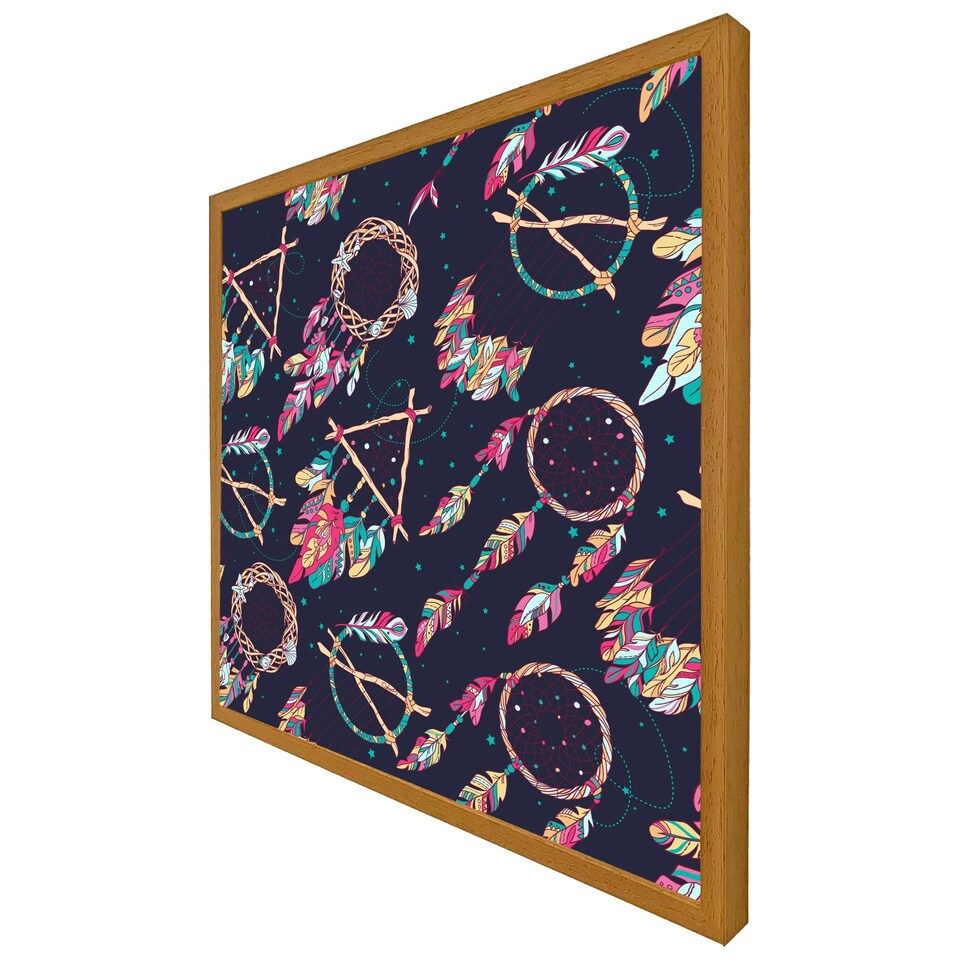 image 1 of Pattern with different dream catcher amulet (Picture Frame) Brown | Oak | M