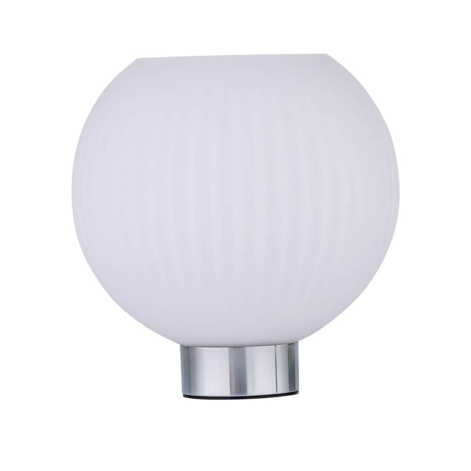 image 1 of Betchley - Battery Operated Chrome Lamp with White Glass | Chrome | White | Medium | 1