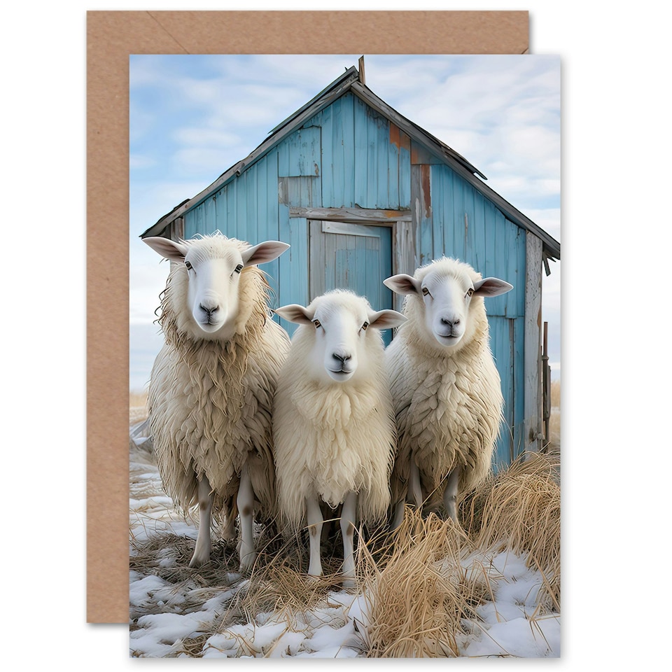 image 1 of Winter Sheep Farming Hut for Him or Her Thank You Art Card