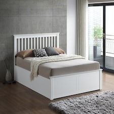 Malmo White Wooden Ottoman Bed Double | White