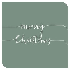 Merry Christmas Sage Green Script Premium Decoupage Luncheon Napkins 3 Ply 33cm - Pack of 20