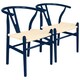 image 1 of Nicholas Winter Beech Wooden Scandi Danish Style Dining Chairs - Blue - Pack of 2 - Solid Wood Chair Armchair Dining Chair Club Chair Side Chair Blue
