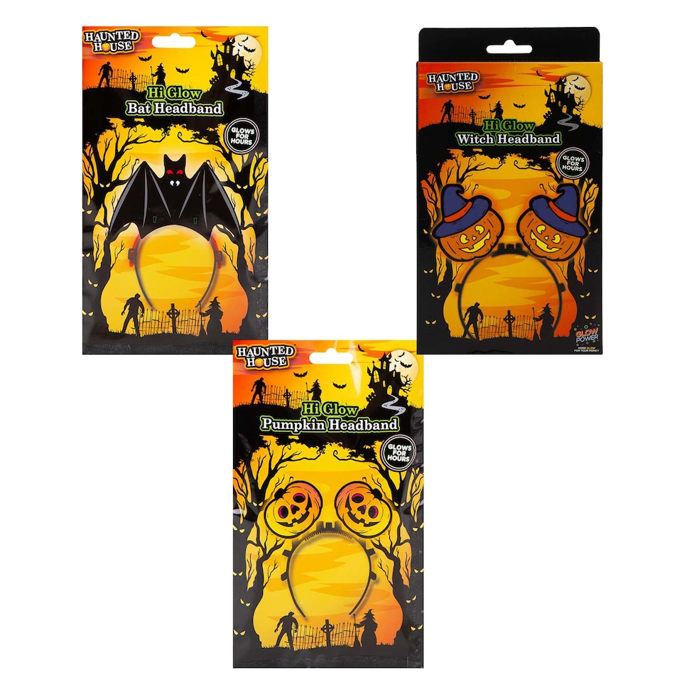 image 1 of PMS Halloween Glow Headband Accessory, Glow-in-the-Dark Witch Headband for Parties and Trick-or-Treat