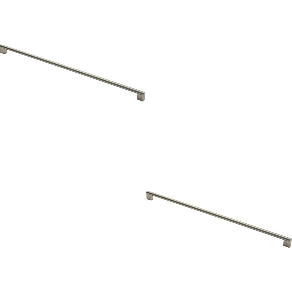 Loops 2x Round Bar Pull Handle 648 x 14mm 608mm Fixing Centres Satin Nickel & Steel in Metallics