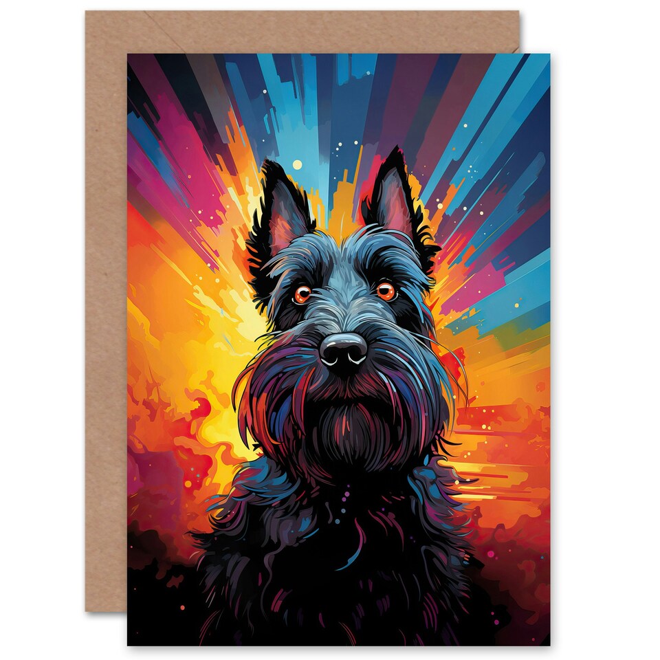 image 1 of Scotty Dog Lover Scottish Terrier Vibrant Modern Animal Greeting Card