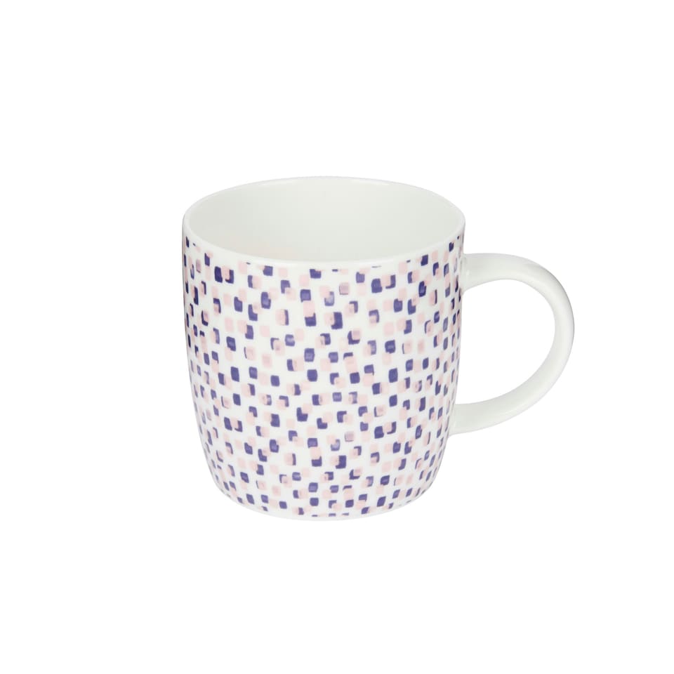 image 1 of KitchenCraft China 425ml Geometric Square Barrel Shaped Mug | Multi