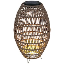 Outsunny Rattan Solar Lamp, Auto OnOff Garden Lantern, Dark Brown | Brown