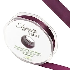 Aubergine Purple Satin Faced Ribbon Reel 15mm x 20m