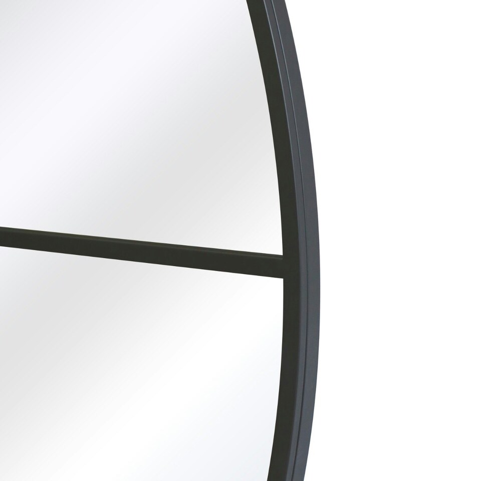 image 1 of The Fenestra - New Black XL Circular Window Metal Wall and Leaner Mirror 71" X 71" (180 x 180CM) Black