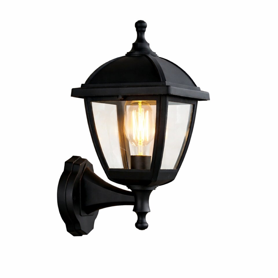 image 1 of CGC MYRA Large Black Outdoor Wall Lantern Light with Clear Diffuser IP44 Polycarbonate Coastal