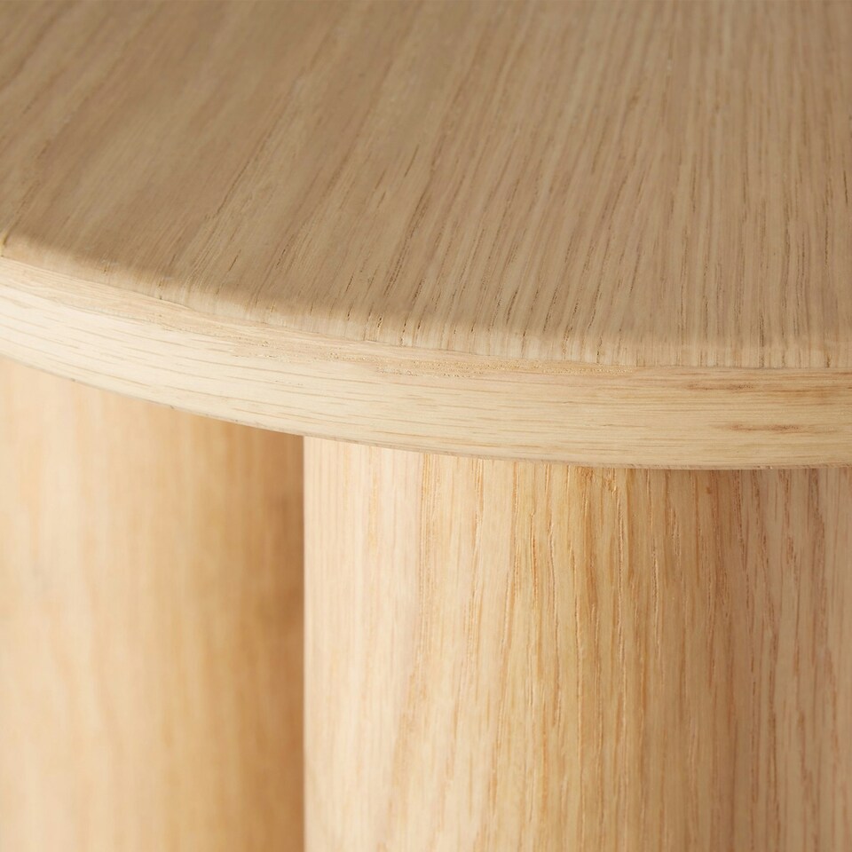 image 1 of Side Table Sisi - round, solid wood legs, rustic look Brown | Light Oak