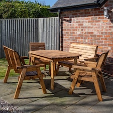 Hand Made 6 Seater Rustic Wooden Garden Furniture Table and Bench/Chairs Set