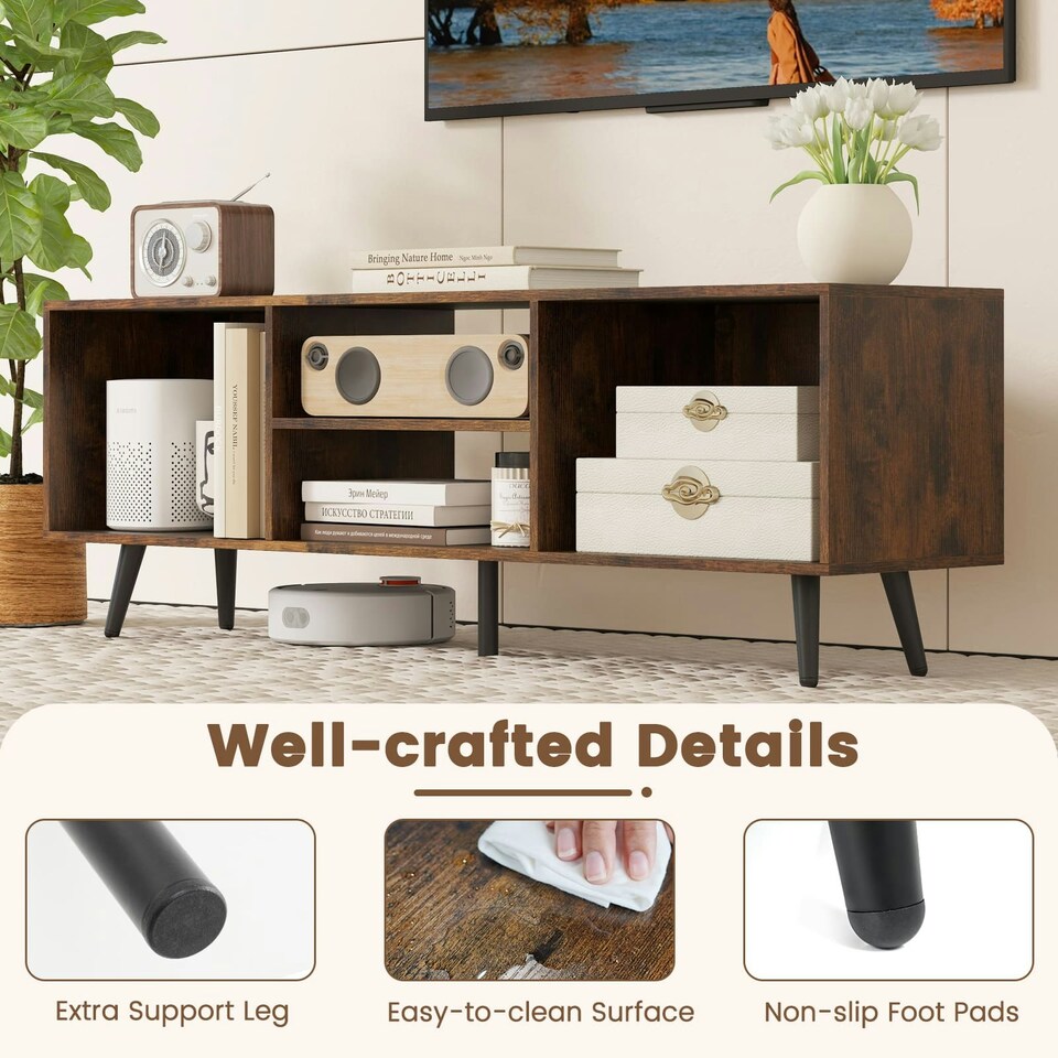 image 1 of COSTWAY 120cm Entertainment Center TV Stand for 55 Inches Brown Brown