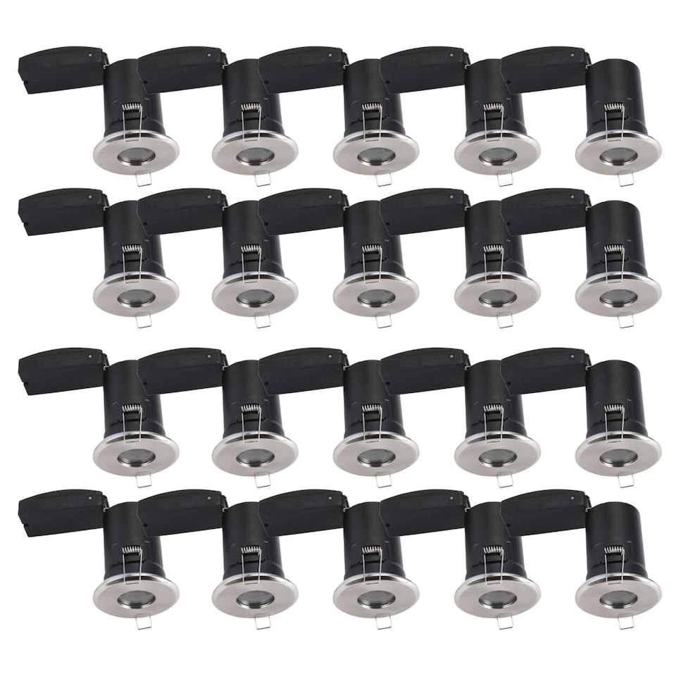 image 1 of Set of 20 - Brushed Chrome IP65 Bathroom Recessed Fire Rated Downlight