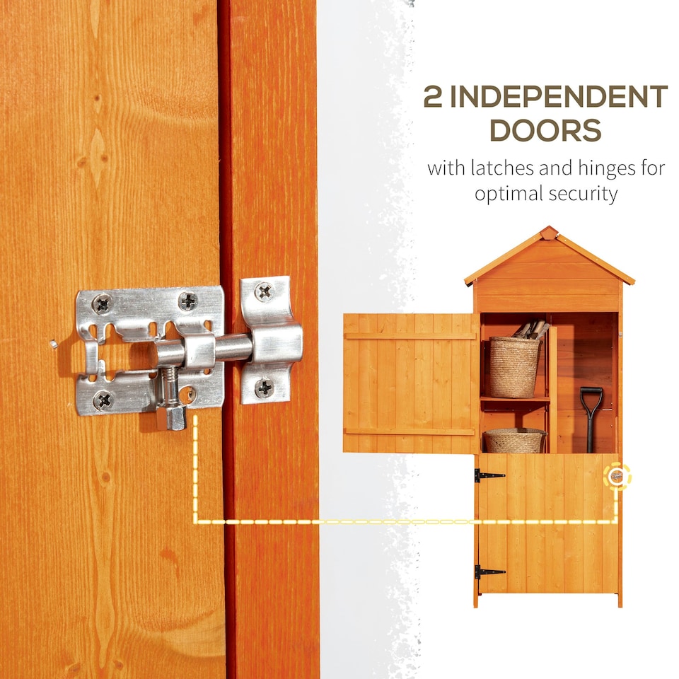 image 1 of Outsunny Wooden Garden Shed Outdoor Shelves Utility Tool Storage Cabinet Orange