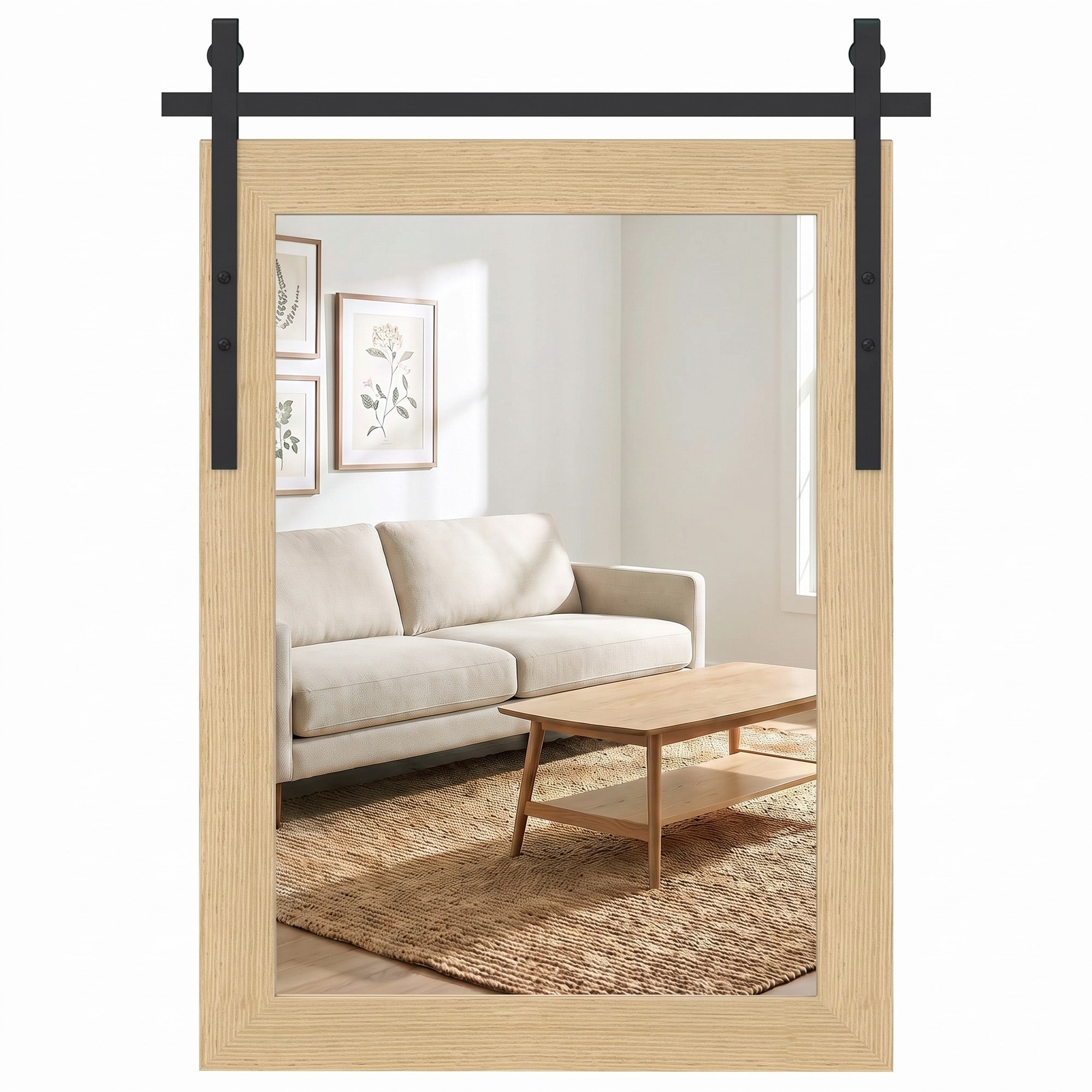 Homcom Farmhouse Rectangle Mirror, 86.5 X 61 Cm, White Oak