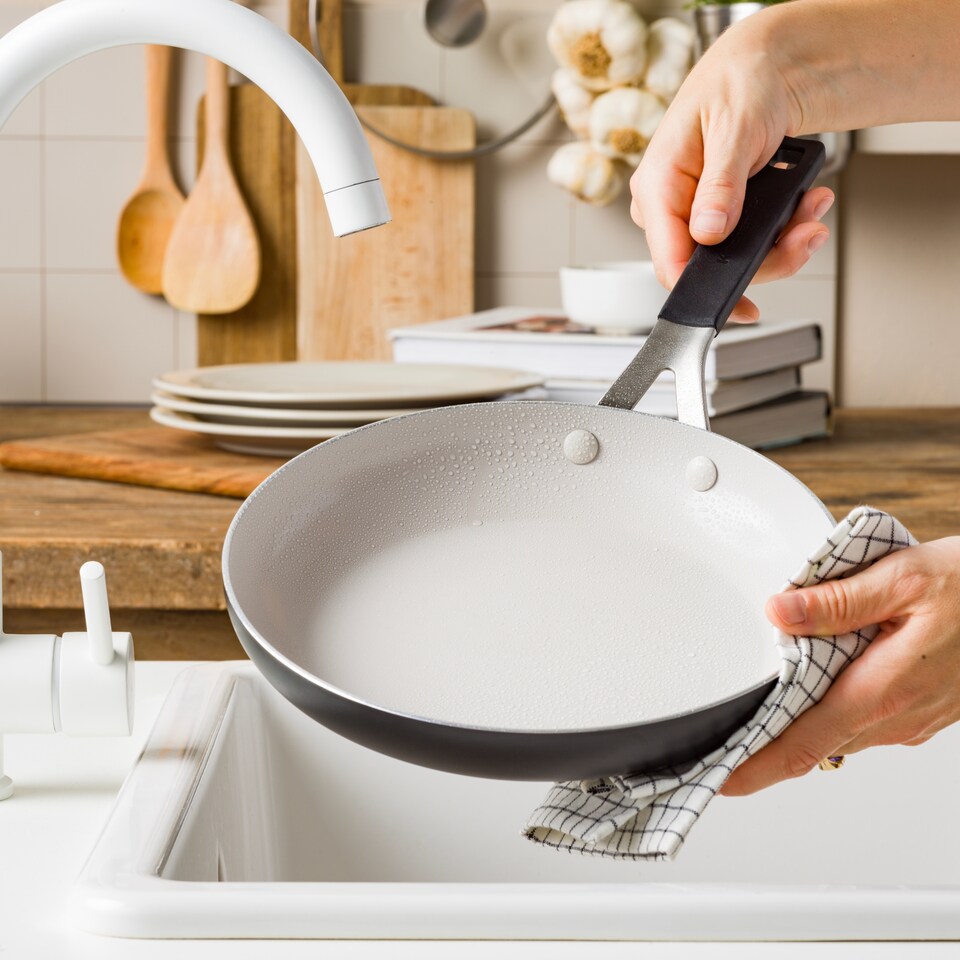 image 1 of KitchenAid Coloured Aluminium Frying Pan, 30cm, Matt Black