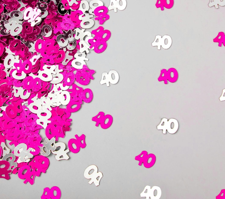 image 1 of 40th Birthday Confetti Pink & Silver 1 pack x 14 grams birthday decoration Foil Metallic 1 pack
