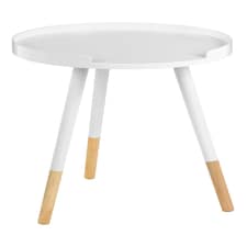 Interiors by Premier White and Natural Round Side Table, Wooden Side Table, Natural Wood Side Table, White Wood Side Table