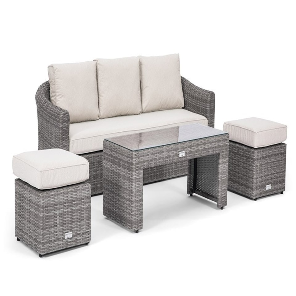 image 1 of Classic Rattan 5 Seater Sofa Set with Coffee in Stone