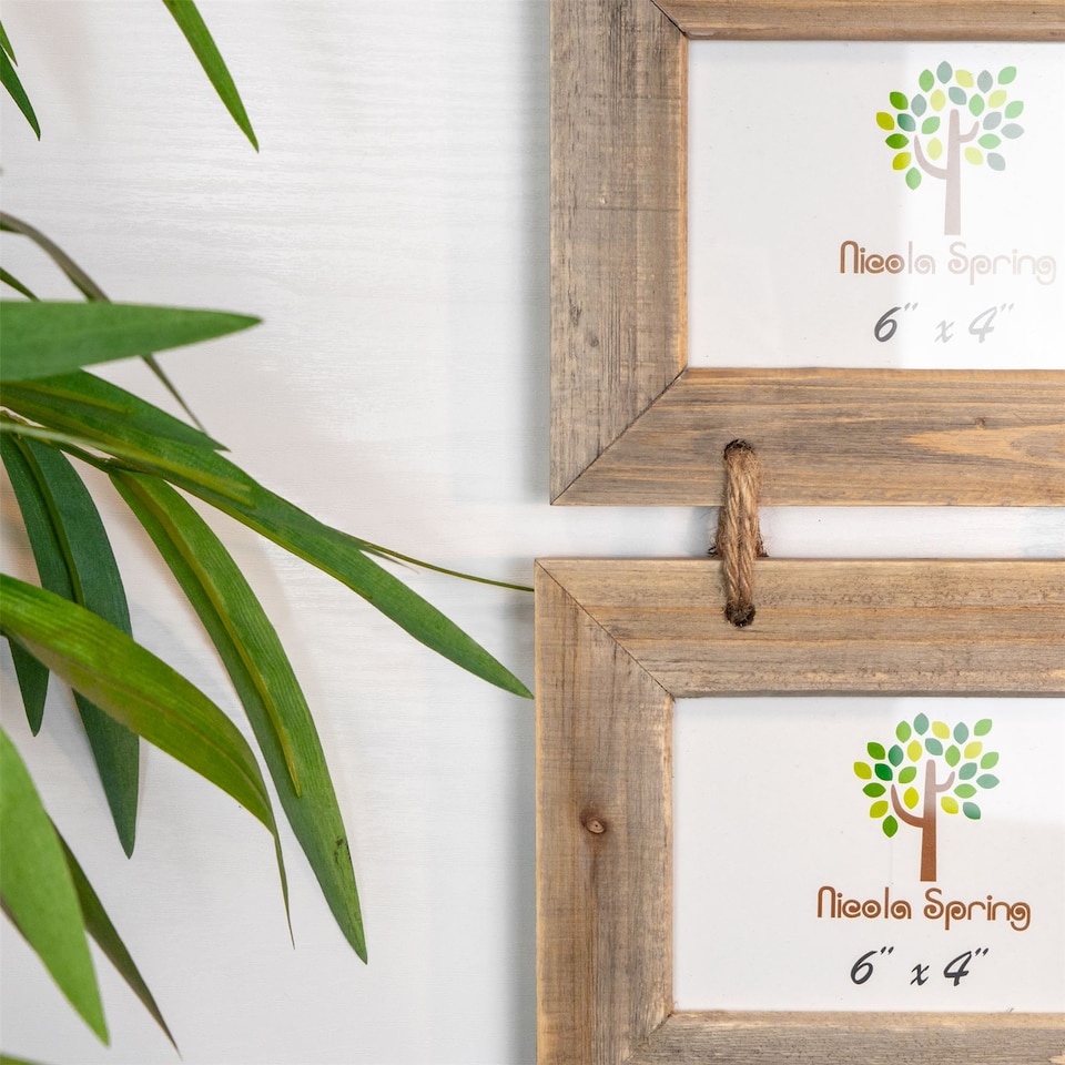 image 1 of Nicola Spring Rustic Wooden Hanging 3 Photo Frame - 6 x 4" - Natural
