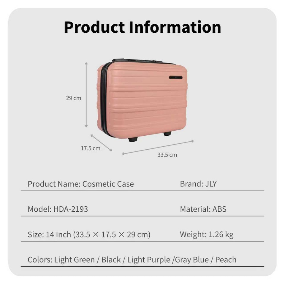 image 1 of ABS Hard Shell Travel Vanity Case with Waterproof Compartment | Pink | Apricot Orange | Cabin Bag | 1