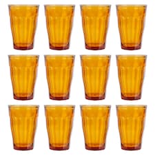 Duralex Picardie Highball Glasses - 360ml - Amber - Pack of 12 Yellow