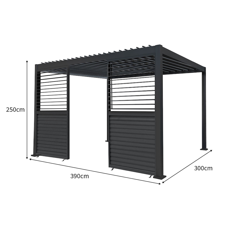 image 1 of Anthracite Aluminium Pergola With 2 x Shutter Panels - 3m x 4m