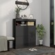 image 2 of HOMCOM Narrow Shoe Cabinet, Wall Mounted or Freestanding Shoe Storage Cabinet with 2 Flip Drawers and Open Shelf for 12-16 Pairs of Shoes for Entryway, High Gloss Black