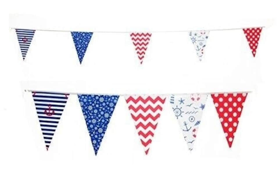 image 1 of Nautical Print Party Bunting 10m with 20 Pennants