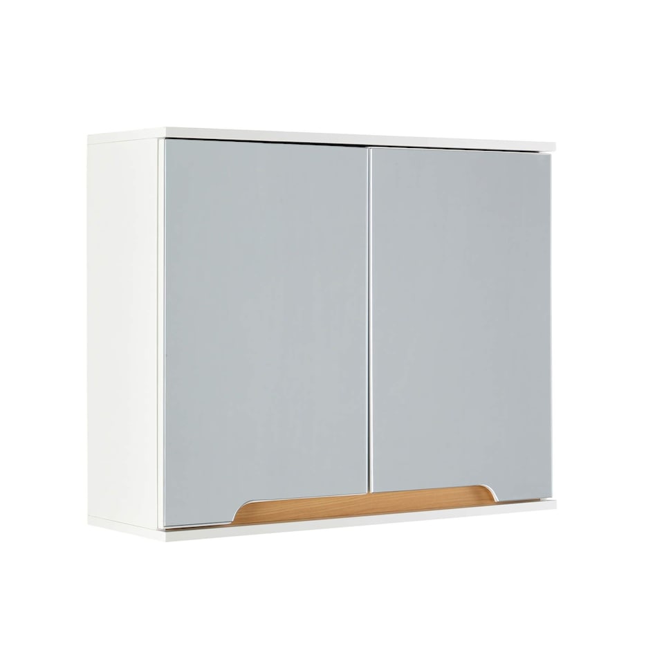 image 1 of Bathroom Cabinet Wall Mounted Mirrored Vanity Storage Organiser | White