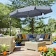 image 2 of Outsunny 2.7m Garden Cantilever Banana Parasol Sun Shade w/ Crank, Dark Grey