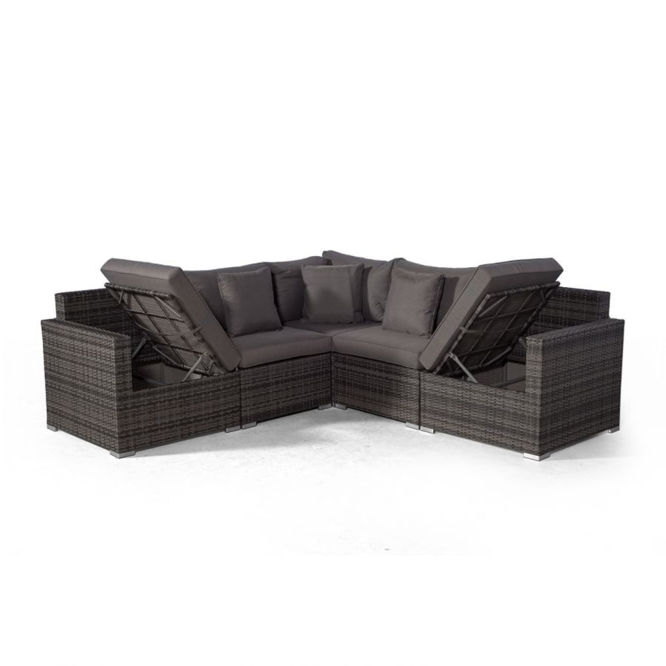 image 1 of Havana 5 Seat Rattan Corner Sofa Set with Drinks Cooler Coffee Table Grey | Grey
