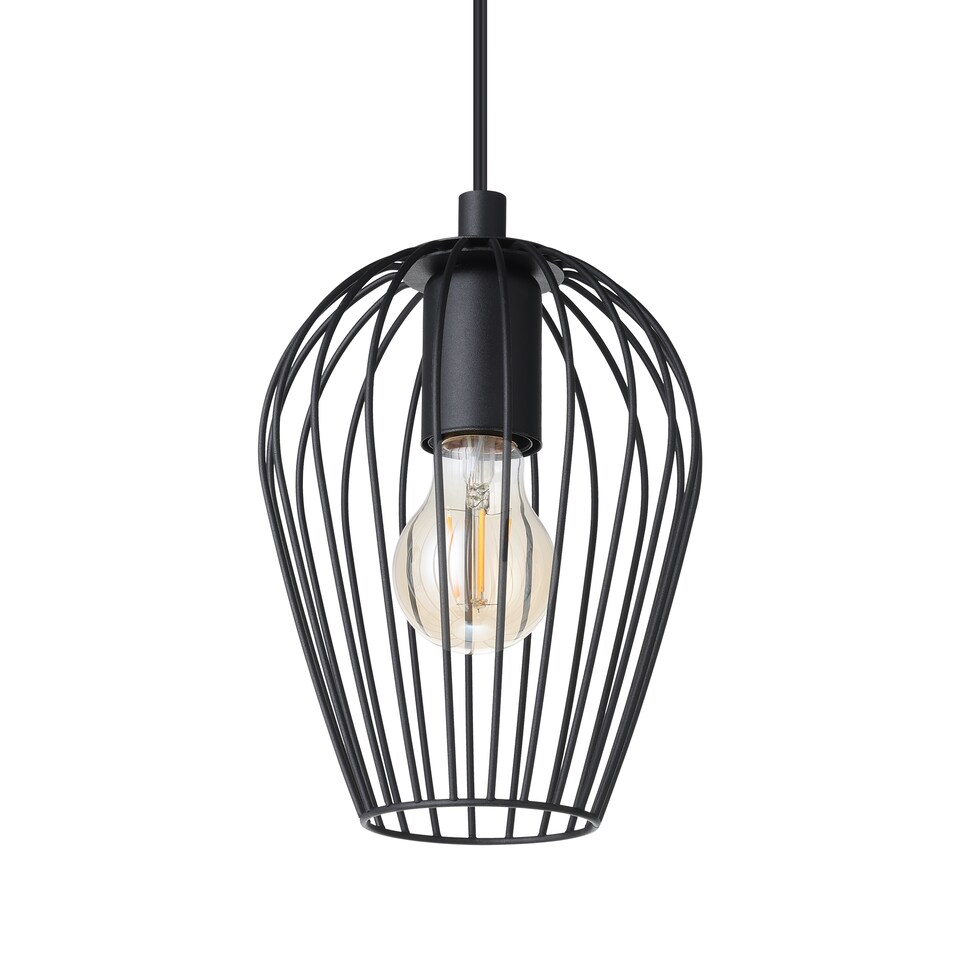 image 1 of EGLO Newtown Vintage Black Caged Steel 3-Light Pendant