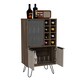 image 5 of Nevada Smoked Oak and Bleached Oak Effect Wine Cabinet - 2 Doors and 1 Glass Door with Hairpin Legs | Brown | Brown | 1